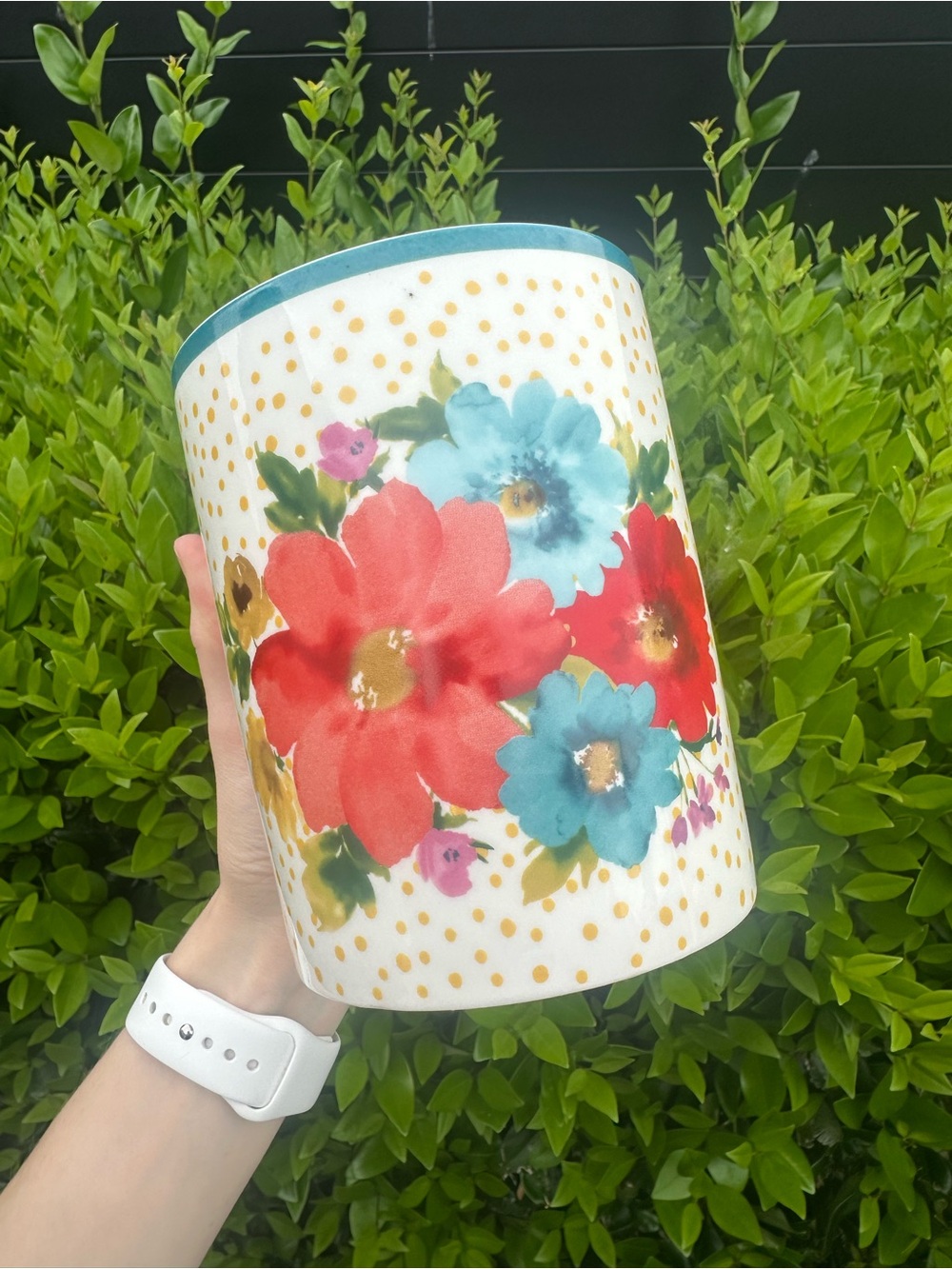 Pioneer Woman Ceramic Utensil Tool Holder Breezy Blossom Floral Pattern